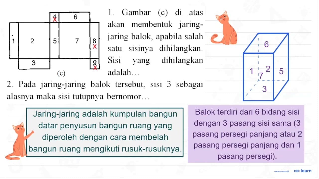 2. Pada jaring-jaring balok tersebut, sisi 3 sebagai