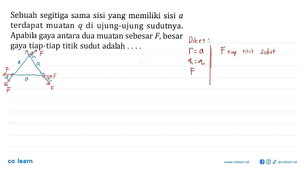 Sebuah segitiga sama sisi yang memiliki sisi a terdapat