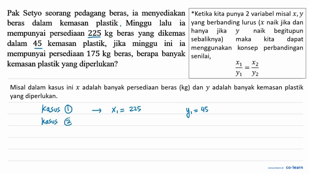 Pak Setyo seorang pedagang beras, ia menyediakan beras