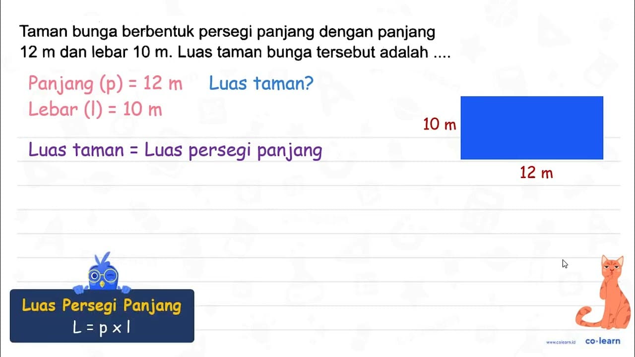 Taman bunga berbentuk persegi panjang dengan panjang 12 m