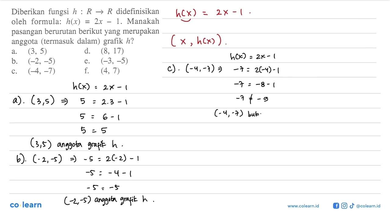 Diberikan fungsi h : R -> R didefinisikan oleh formula :