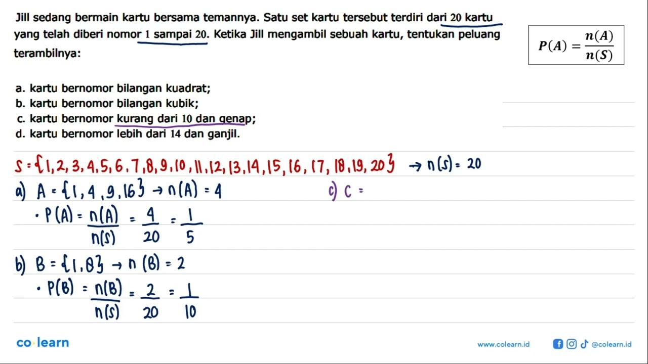 Jill sedang bermain kartu bersama temannya. Satu set kartu