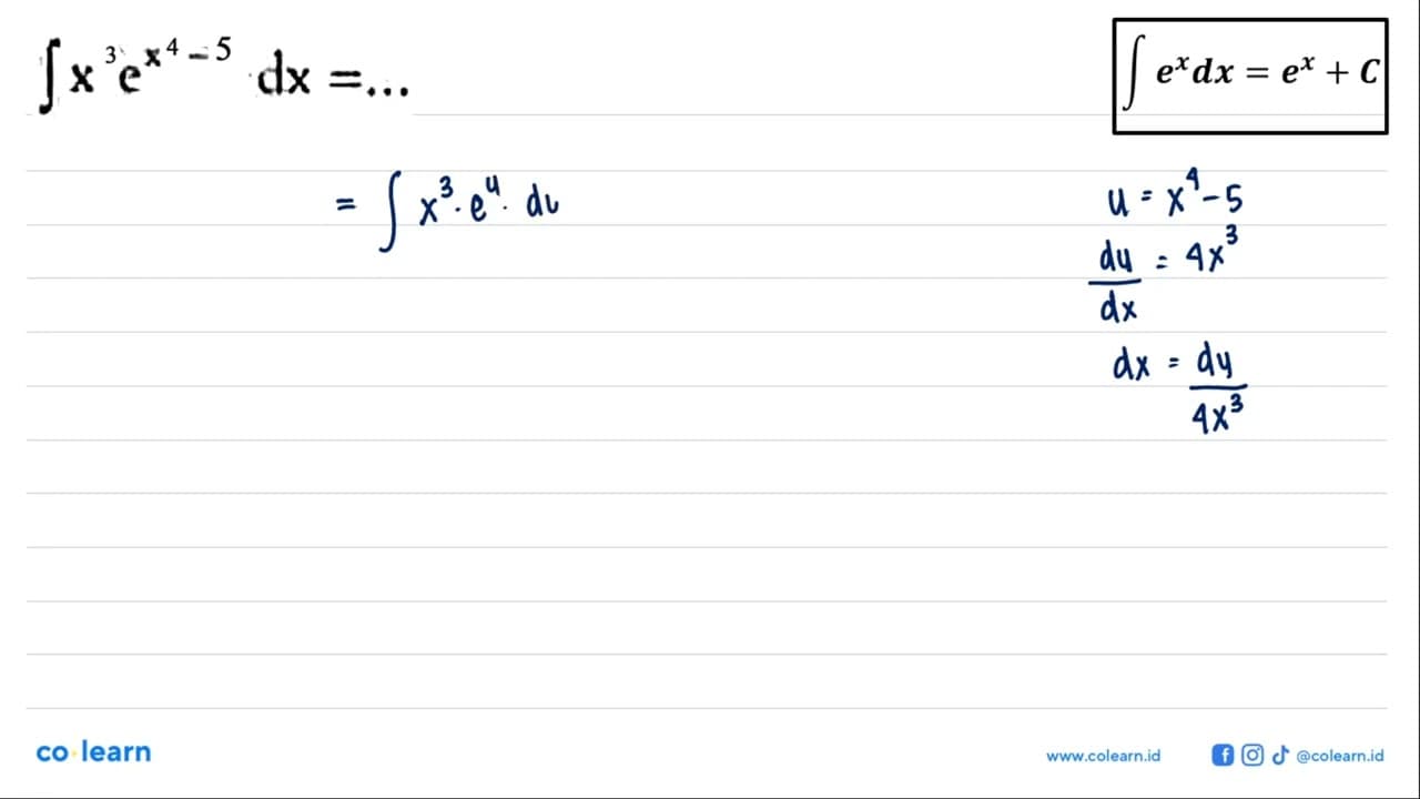 integral x^3 e^(x^4-5) dx=...