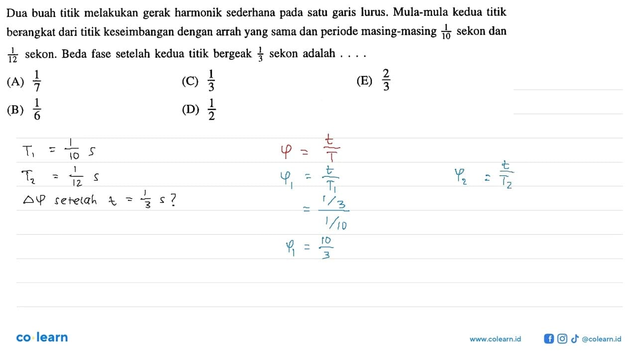 Dua buah titik melakukan gerak harmonik sederhana pada satu