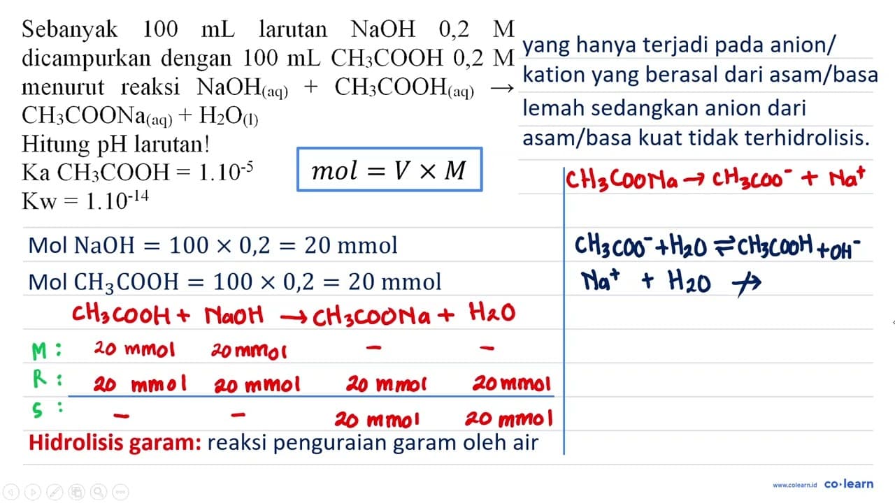 Sebanyak 100 ~mL larutan NaOH 0,2 M dicampurkan dengan 100