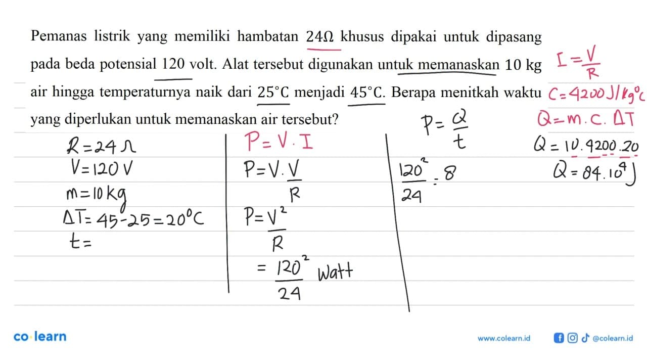 Pemanas listrik yang memiliki hambatan 24 ohm khusus