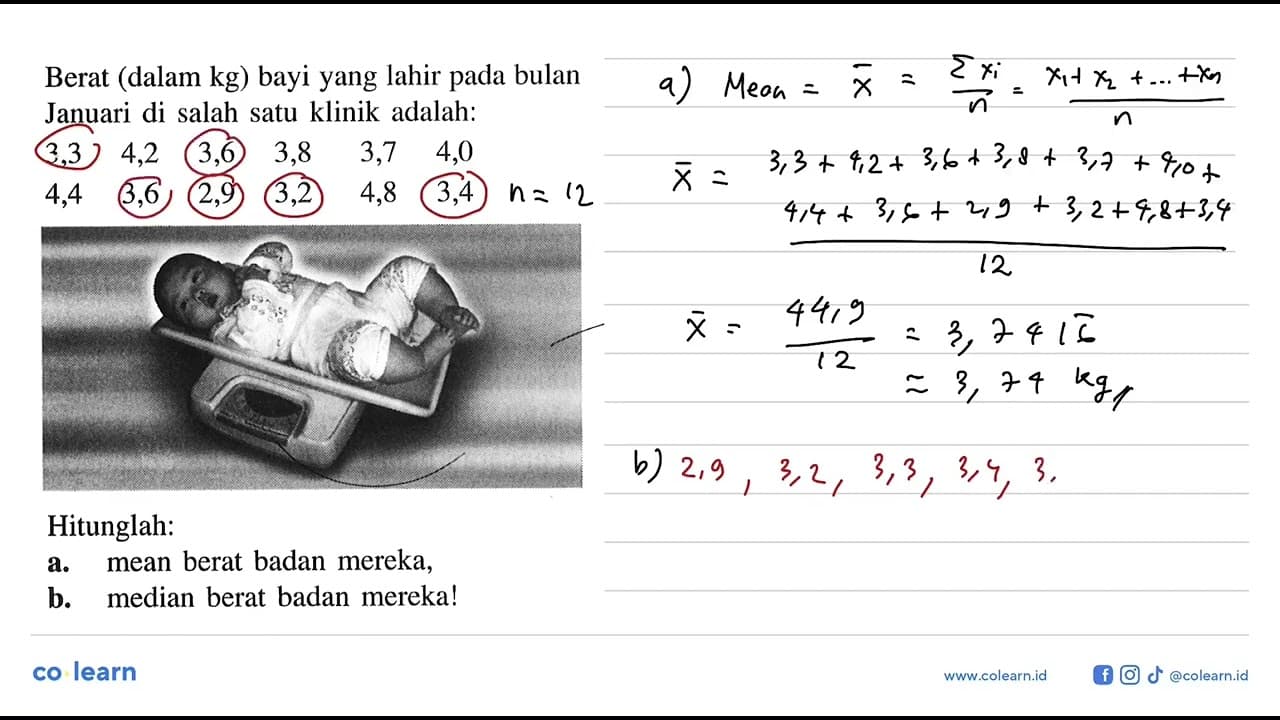 Berat (dalam kg) bayi yang lahir pada bulan Januari di