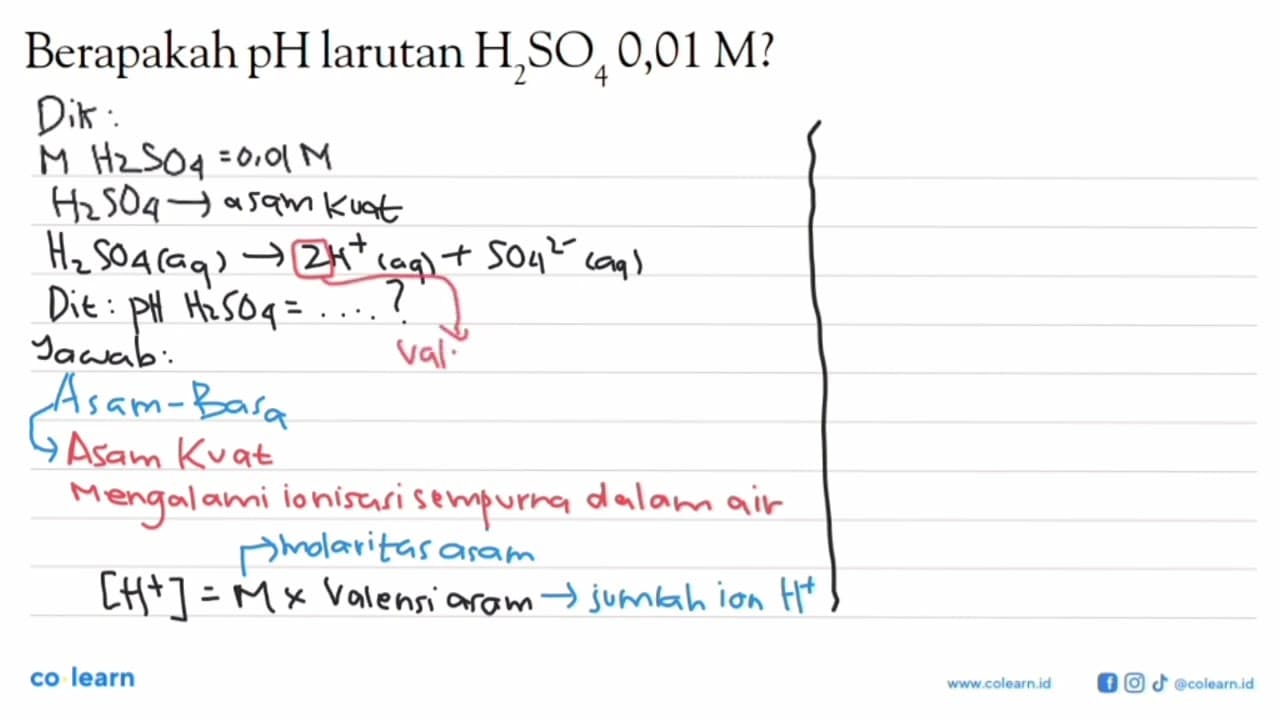 Berapakah pH larutan H2SO4 0,01 M?