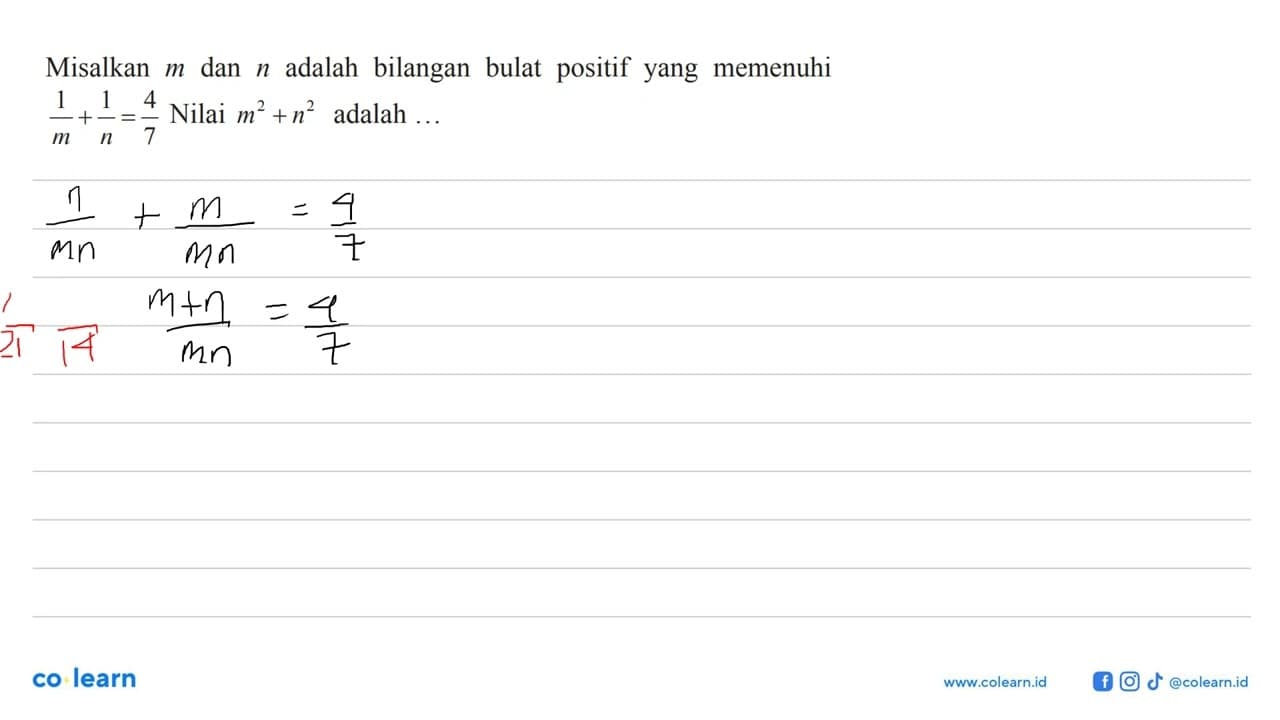 Misalkan m dan n adalah bilangan bulat positif yang