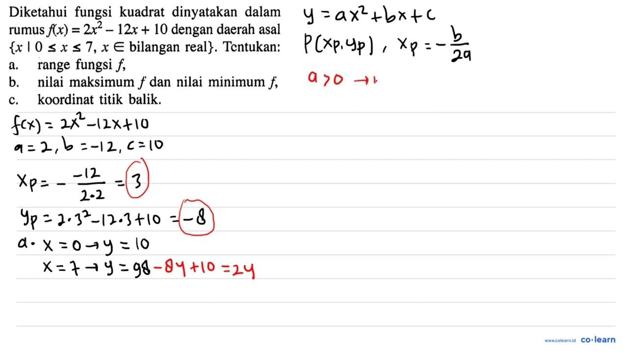 Diketahui fungsi kuadrat dinyatakan dalam rumus