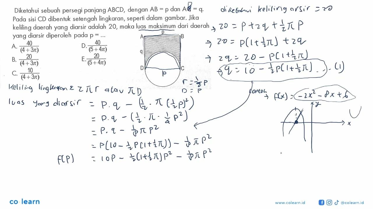 Diketahui sebuah persegi panjang ABCD, dengan AB = p dan AC