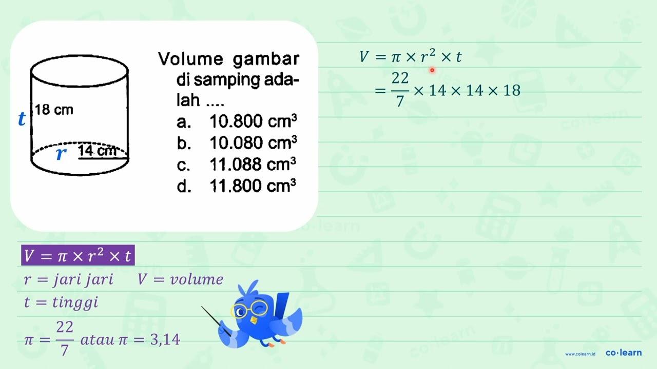 Volume gambar di samping adalah ... a. 10.800 cm^(3) b.