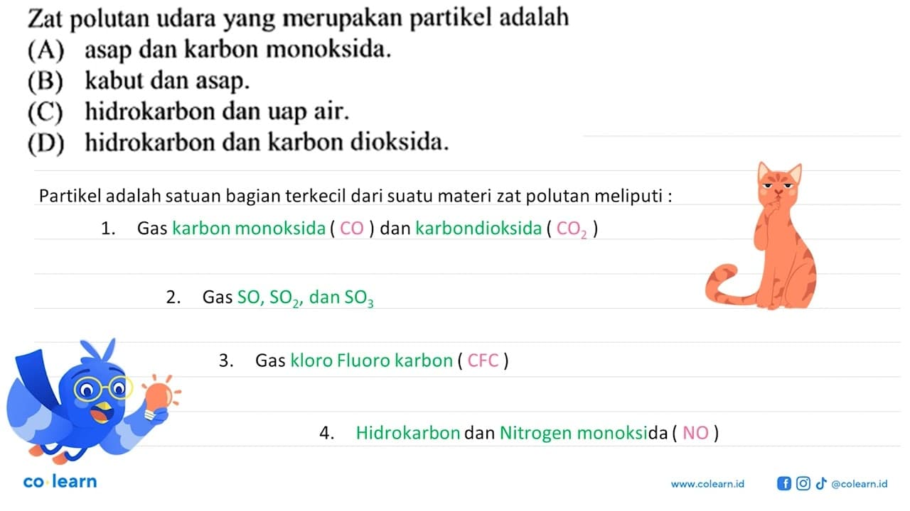 Pencemaran Udara Zat polutan udara yang merupakan partikel