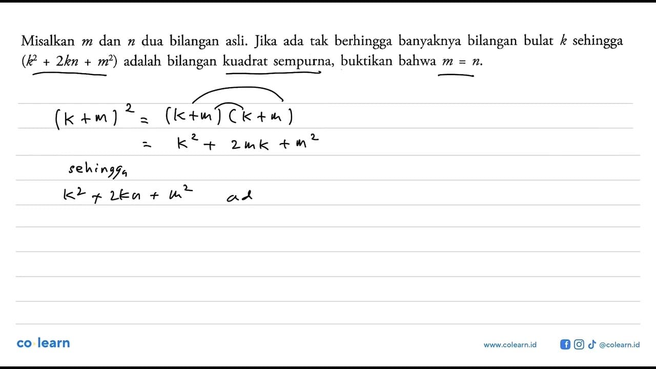 Misalkan m dan n dua bilangan asli. Jika ada tak berhingga