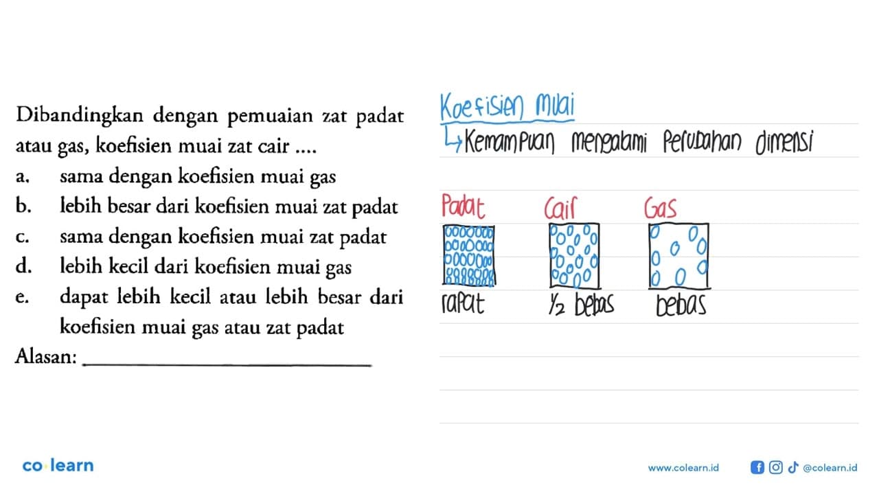 Dibandingkan dengan pemuaian zat padat atau gas, koefisien