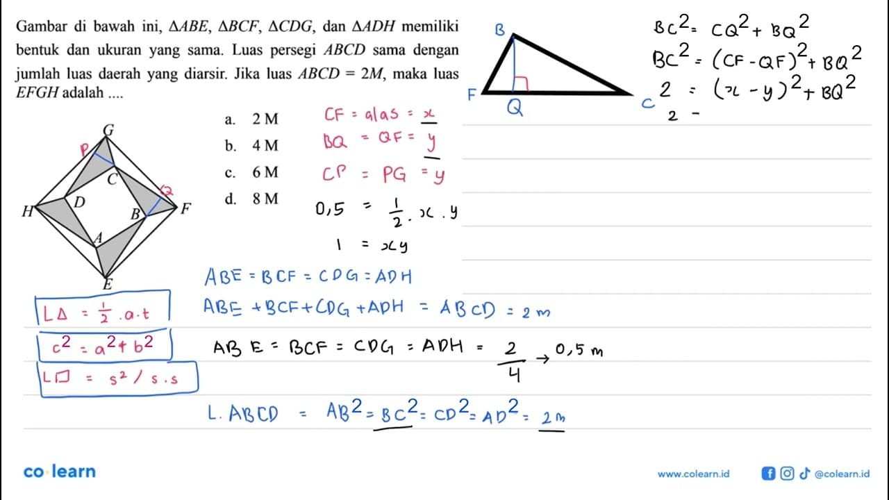 Gambar di bawah ini, segitiga ABE, segitiga BCF, segitiga