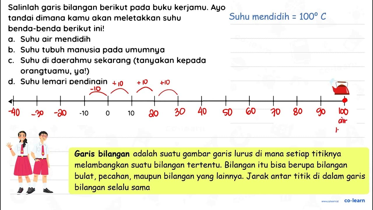 Salinlah garis bilangan berikut pada buku kerjamu. Ayo