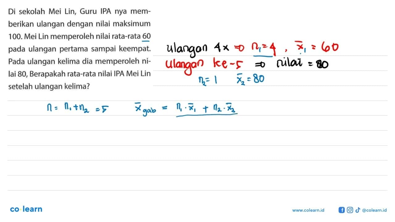 Di sekolah Mei Lin, Guru IPA nya memberikan ulangan dengan