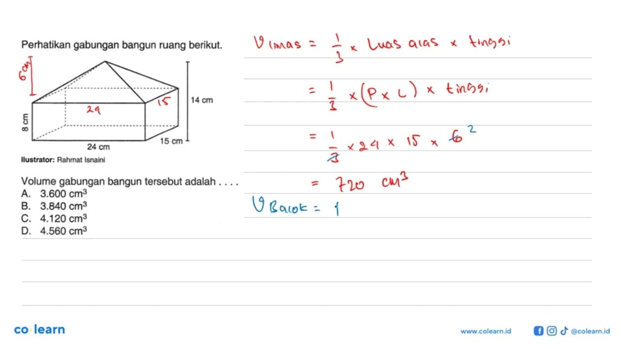 Perhatikan gabungan bangun ruang berikut.8 cm 24 cm 16 cm