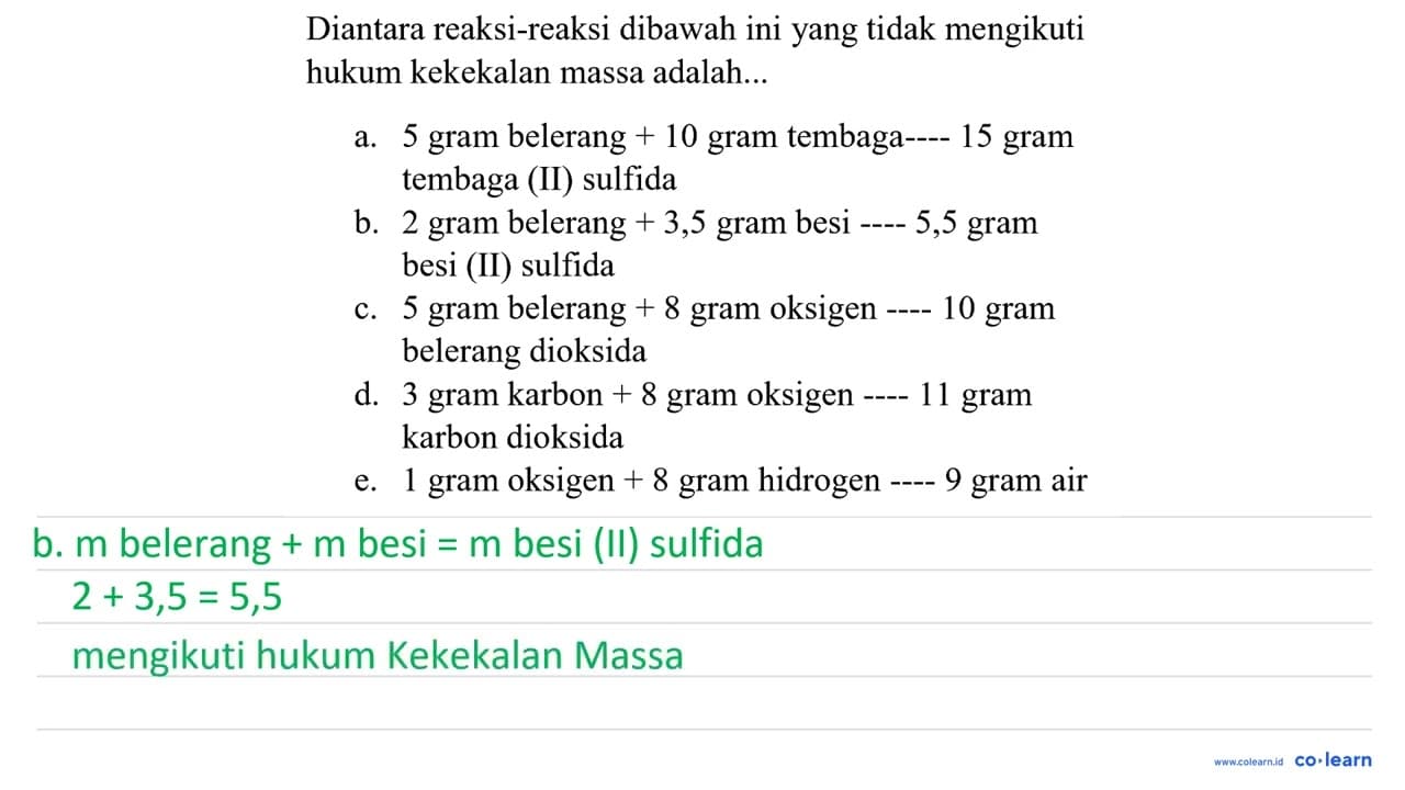 Diantara reaksi-reaksi dibawah ini yang tidak mengikuti