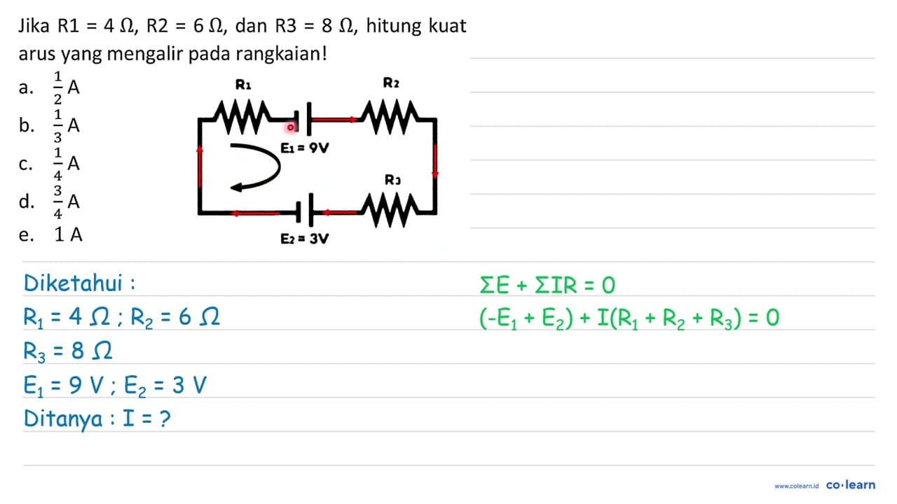 Jika R 1=4 Omega, R 2=6 Omega , dan R 3=8 Omega , hitung