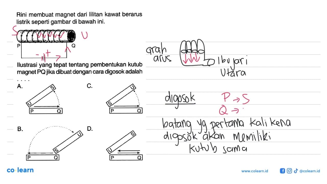 Rini membuat magnet dari lilitan kawat berarus listrik