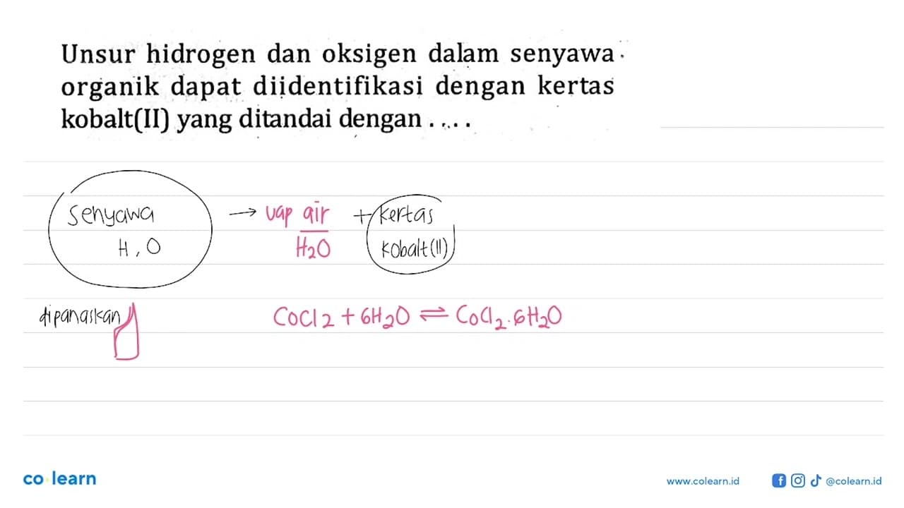 Unsur hidrogen dan oksigen dalam senyawa organik dapat