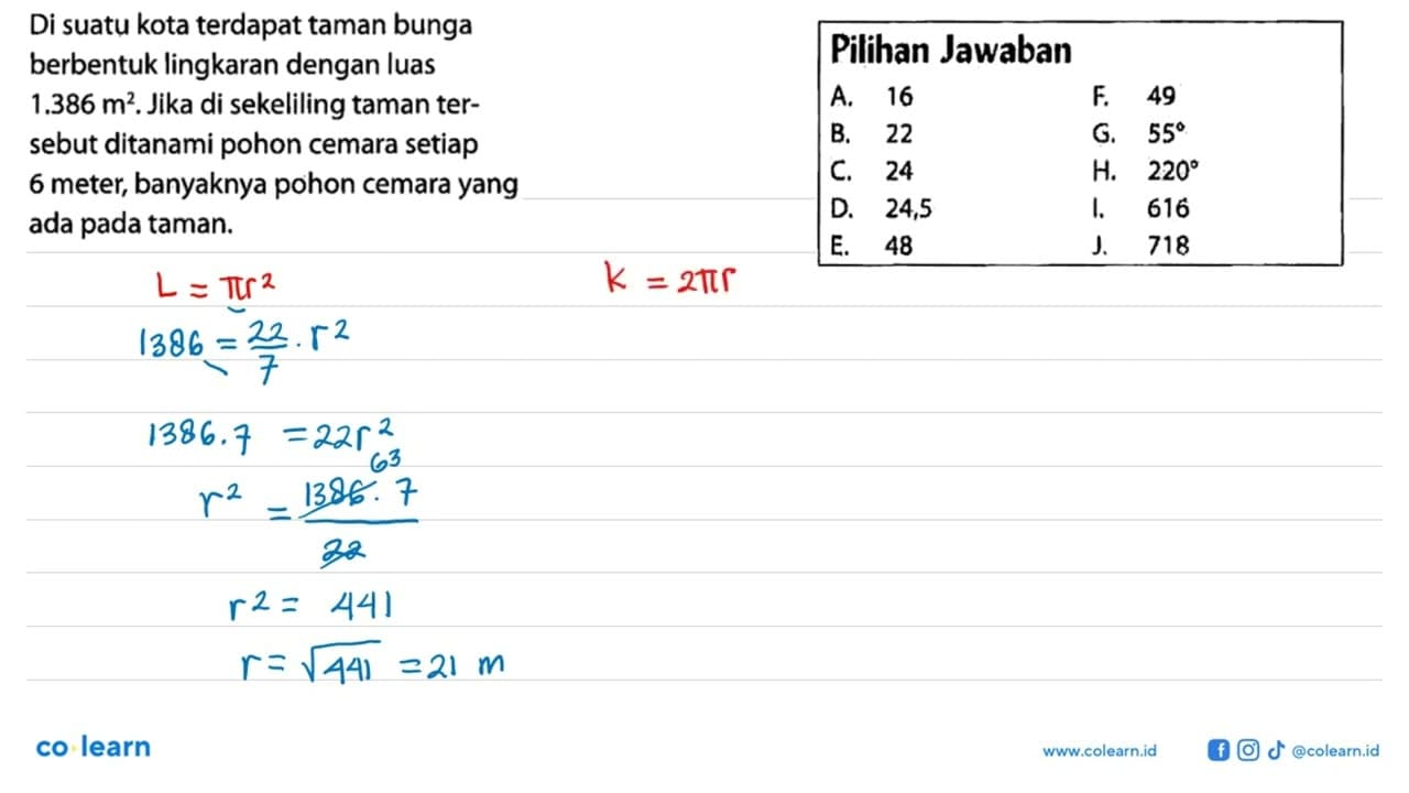 Di sebuah kota terdapat taman bunga berbentuk lingkaran