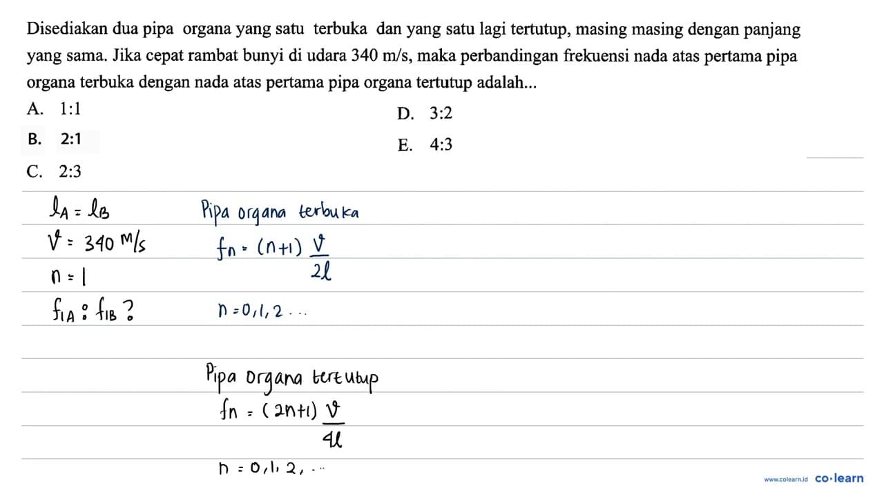 Disediakan dua pipa organa yang satu terbuka dan yang satu