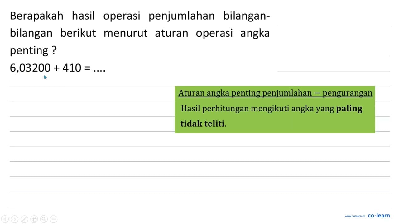 Berapakah hasil operasi penjumlahan bilanganbilangan