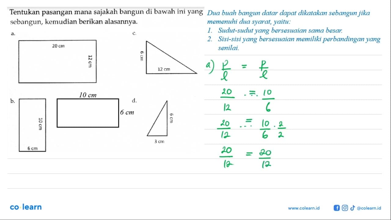 Tentukan pasangan mana sajakah bangun di bawah ini yang