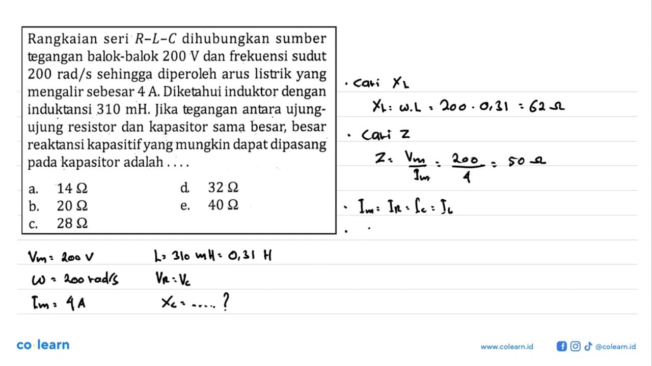 Rangkaian seri R-L-C dihubungkan sumber tegangan