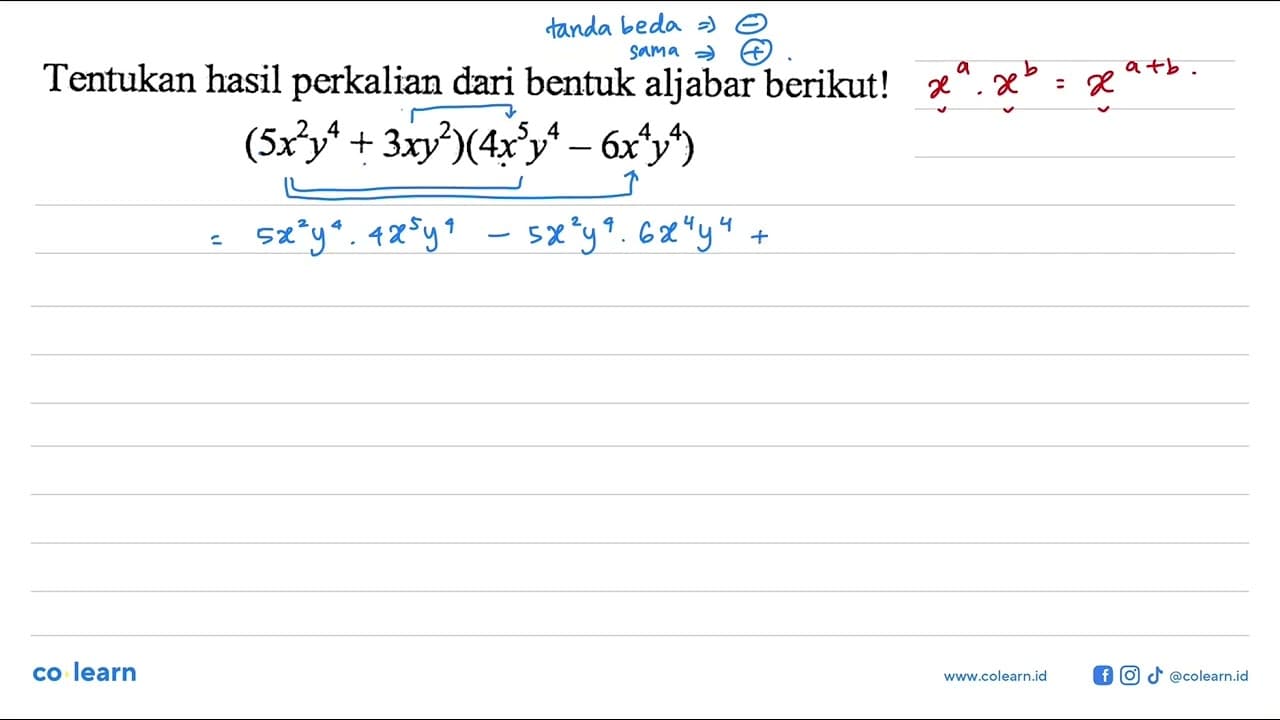 Tentukan hasil perkalian dari bentuk aljabar berikut! (5x^2