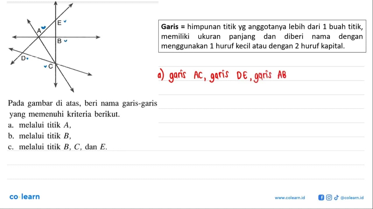 Pada gambar di atas, beri nama garis-garis yang memenuhi