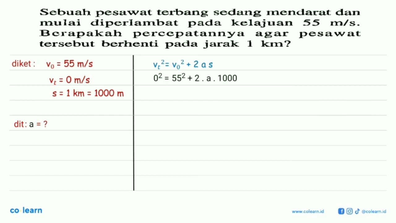 Sebuah pesawat terbang sedang mendarat dan mulai