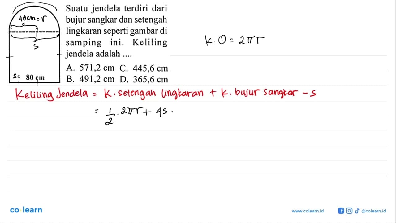 Suatu jendela terdiri dari bujur sangkar dan setengah