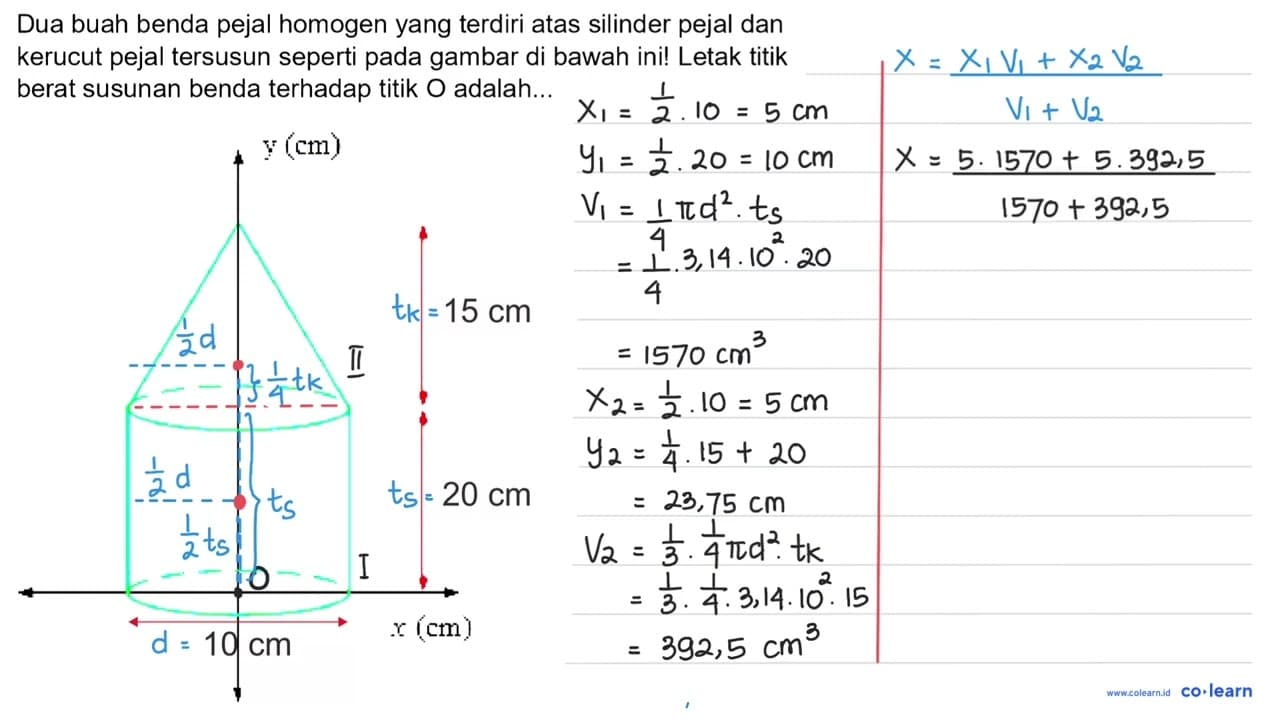 Dua buah benda pejal homogen yang terdiri atas silinder