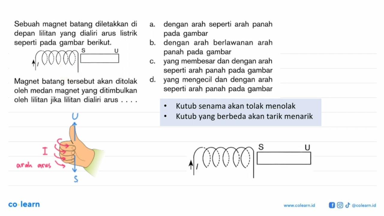 Sebuah magnet batang diletakkan di depan lilitan yang