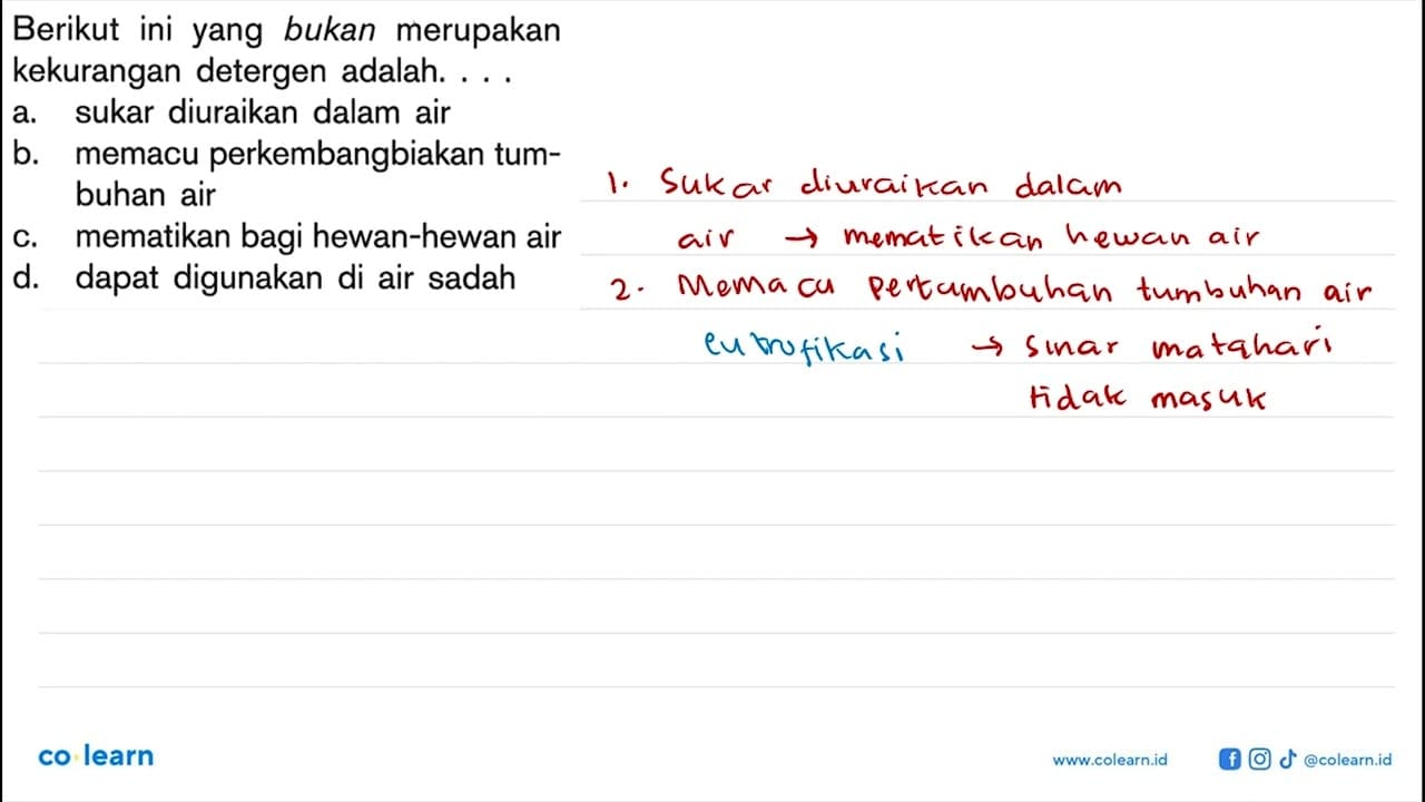 Berikut ini yang bukan merupakan kekurangan detergen