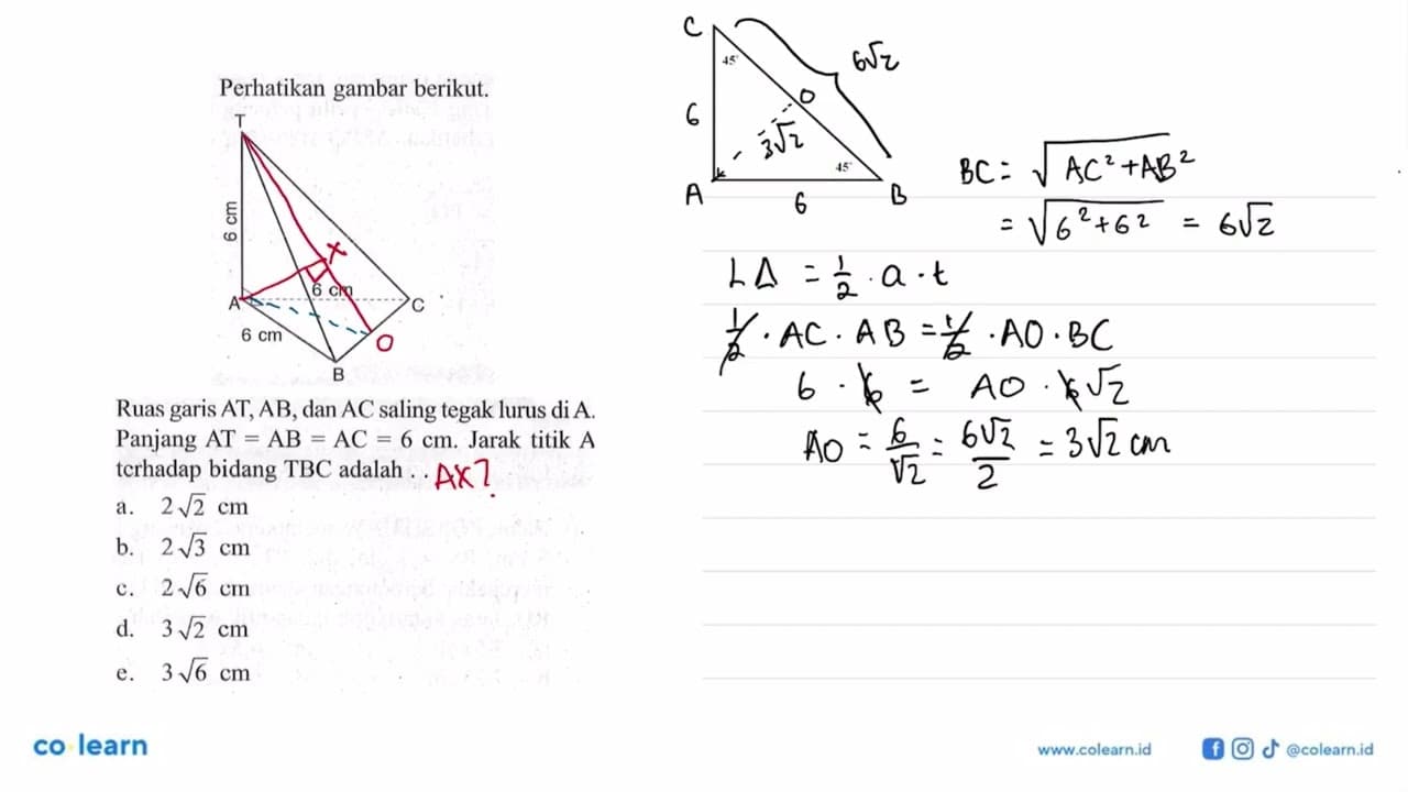 Perhatikan gambar berikut. A T B C 5 6 cm 6 cm 6 cm Ruas