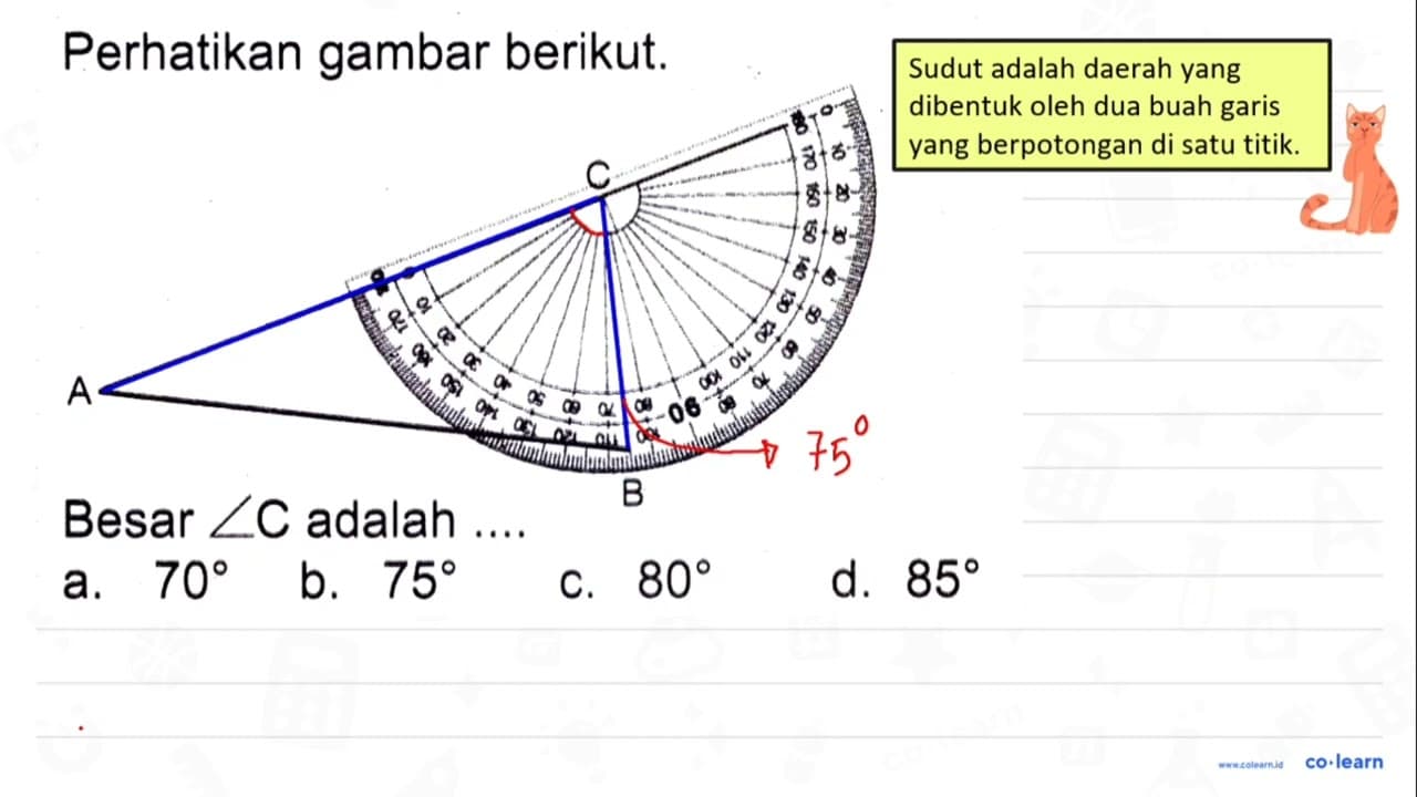 Perhatikan gambar berikut. a. 70 b. 75 C. 80 d. 85