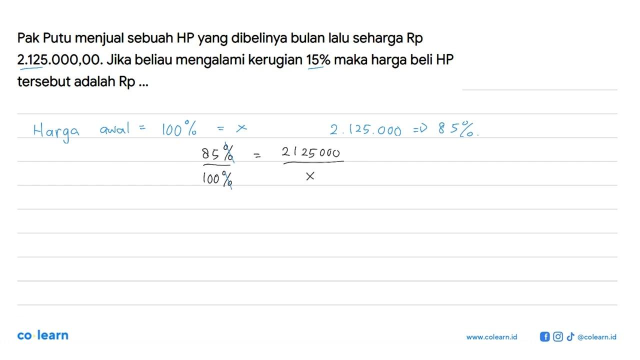 Pak Putu menjual sebuah HP yang dibelinya bulan lalu