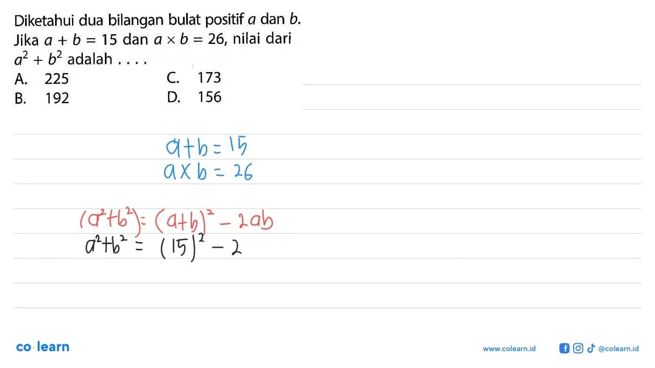 Diketahui dua bilangan bulat positif a dan b. Jika a + b =