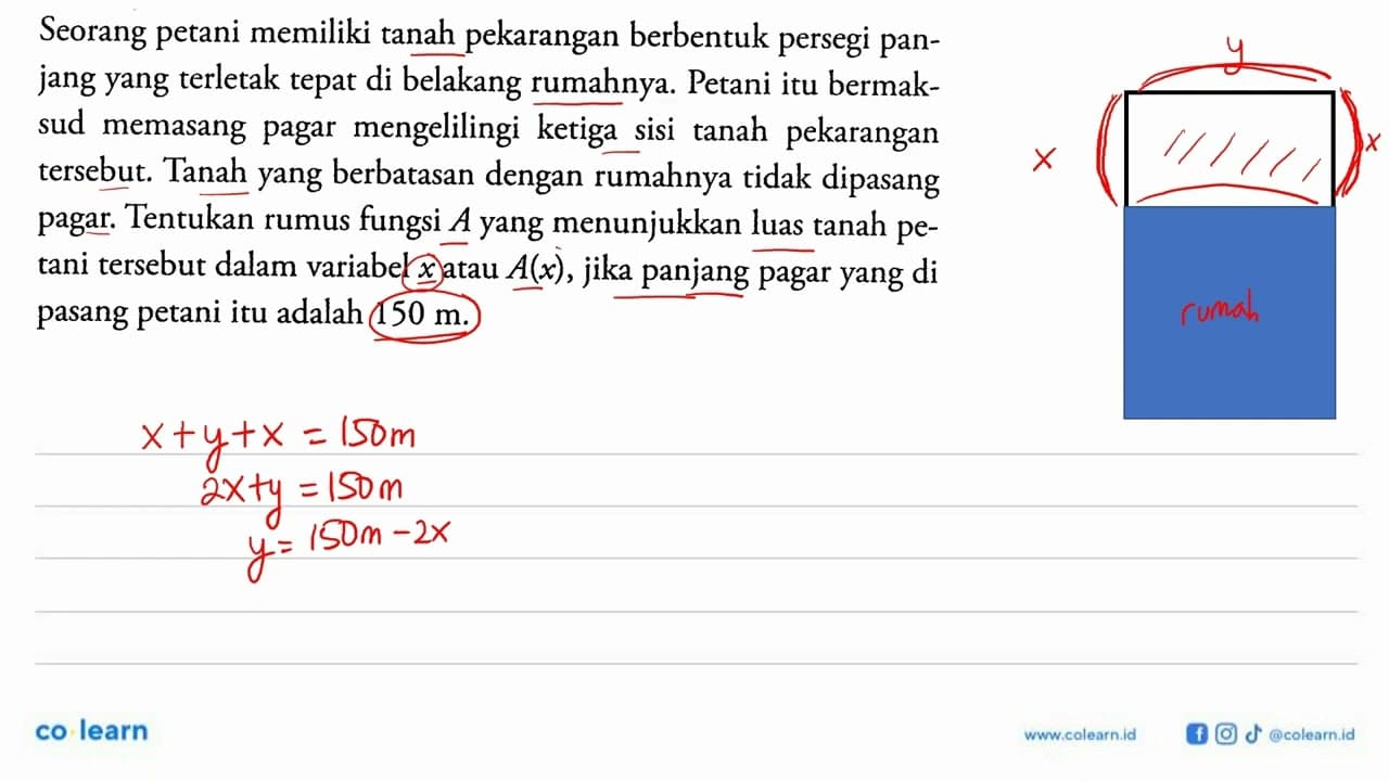 Seorang petani memiliki tanah pekarangan berbentuk persegi