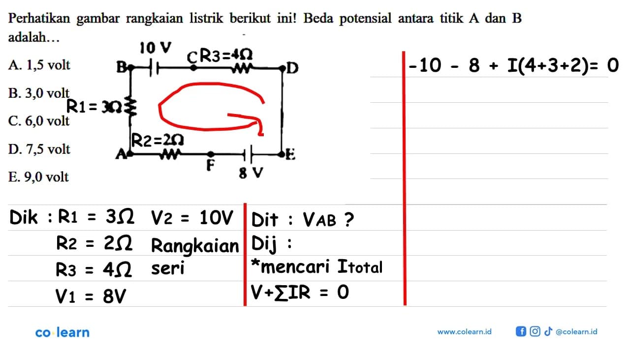 Perhatikan gambar rangkaian listrik berikut ini! Beda