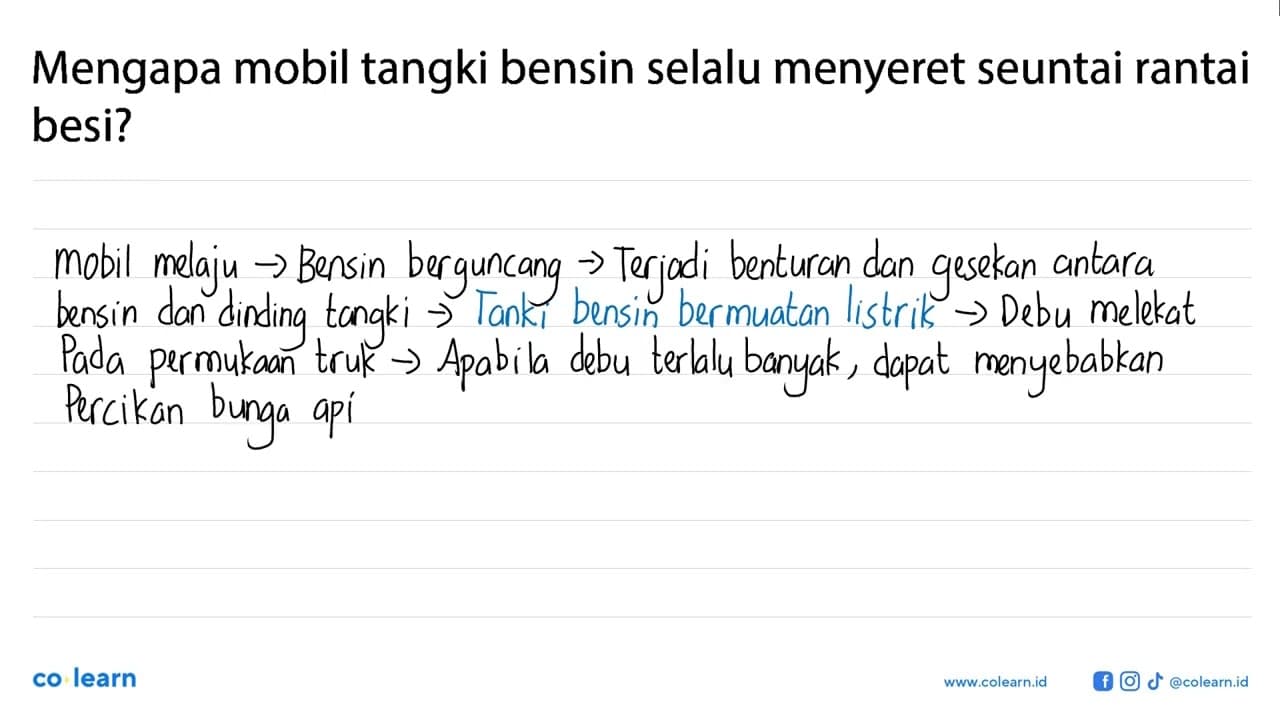 Mengapa mobil tangki bensin selalu menyeret seuntai rantai