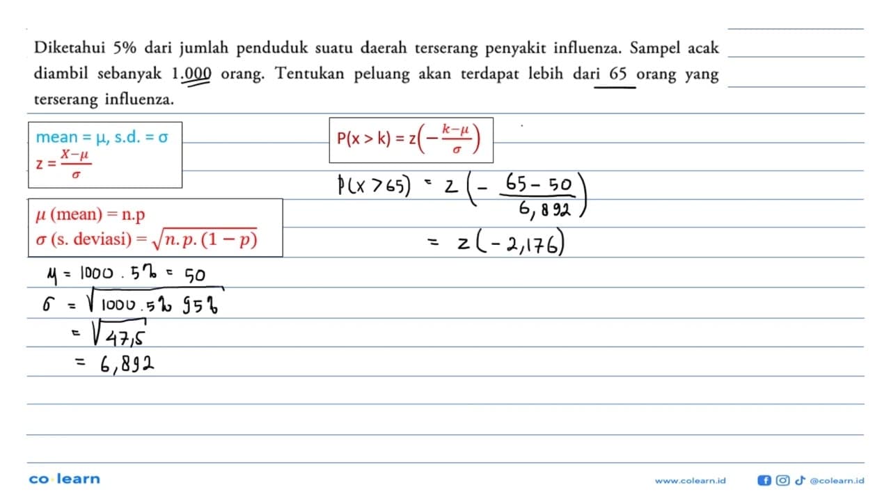 Diketahui 5% dari jumlah penduduk suatu daerah terserang