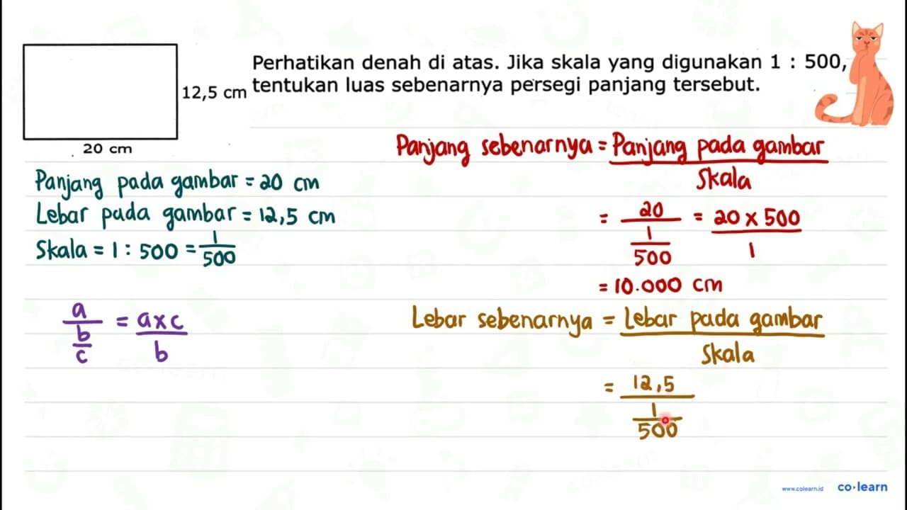 Perhatikan denah di atas. Jika skala yang digunakan 1: 500