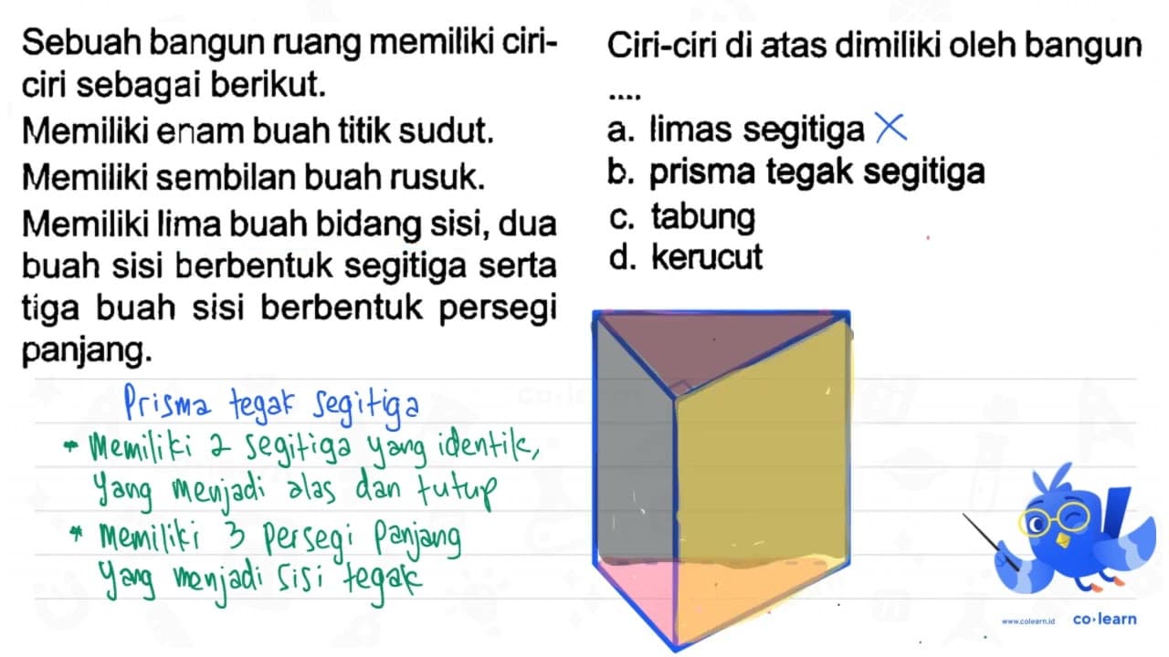 Sebuah bangun ruang memiliki ciri- Ciri-ciri di atas