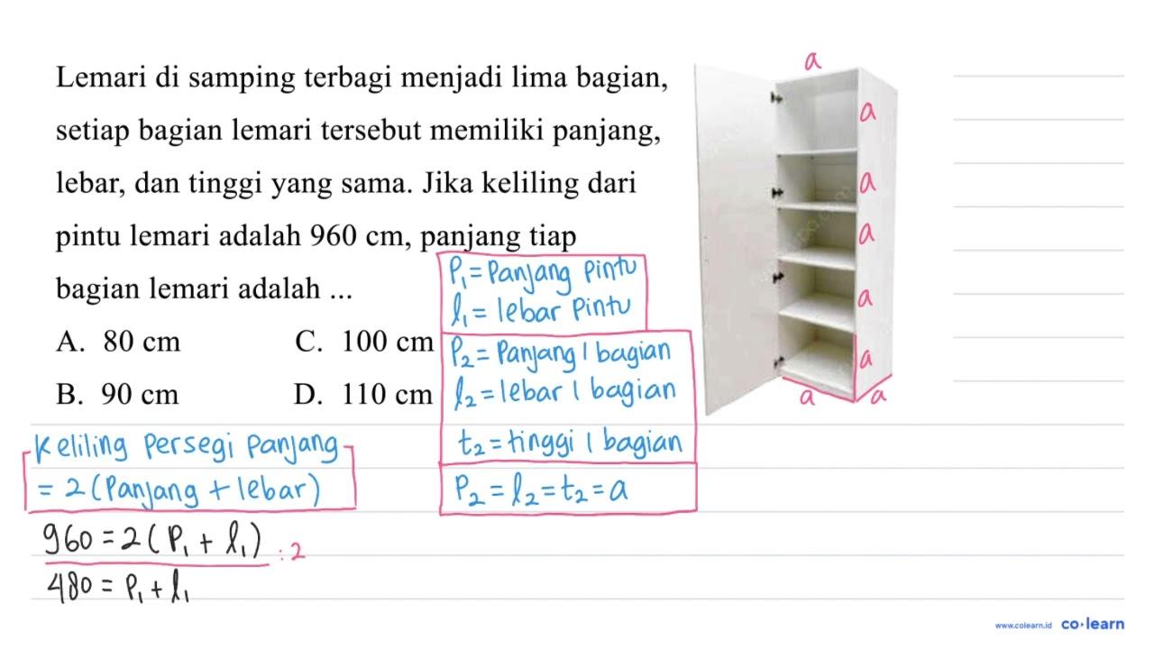 Lemari di samping terbagi menjadi lima bagian, setiap